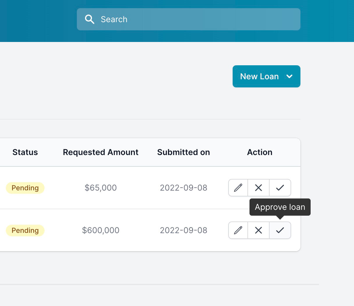 Mortgage loan origination software interface