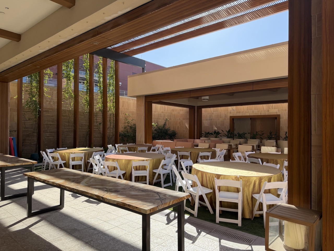 Outdoor dining patio at Talking Stick Resort